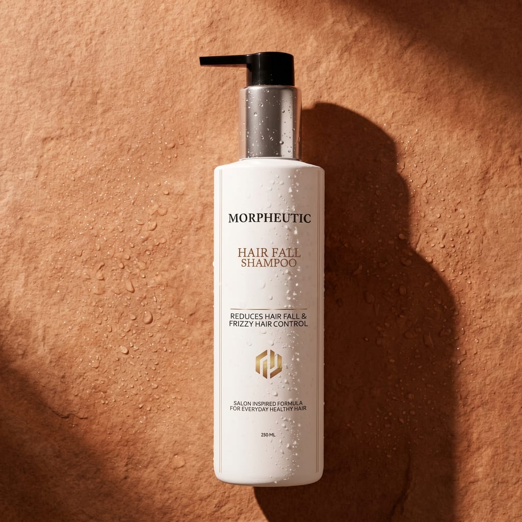 Morpheutic Hair Fall Shampoo bottle, top view